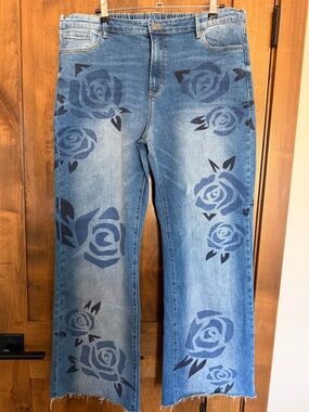 Oli & Hali NEW floral rose denim jeans - XL